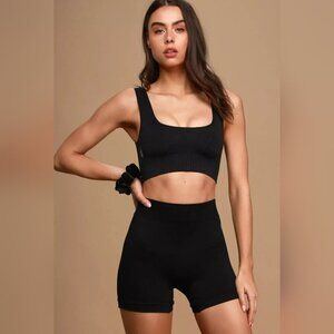 Free People  Movement Seamless Ribbed Active Shorts Black Size XS/S